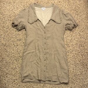 Le Lis Beige and White Gingham Mini Dress